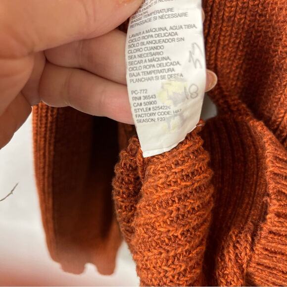 GH Bass Men's 100% Cotton Knit Pullover Henley Sweater Sherpa Collar Orange Med - Picture 7 of 7